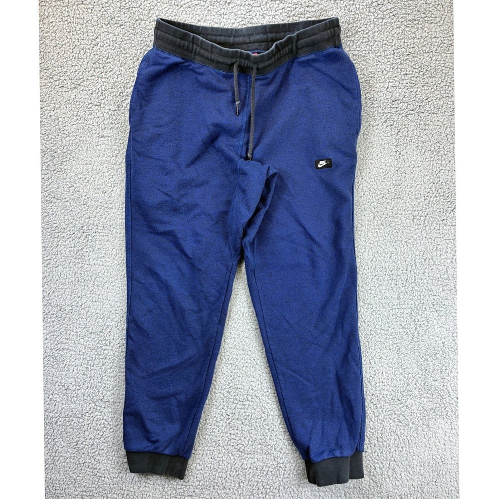 Nike Joggers Sweatpants Tapered Fleece Mens Large Blue Athletic Gym Drawstring